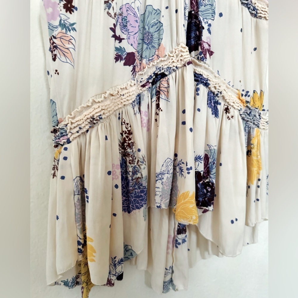 Free People Purple Haze Cream Combo Floral Tunic Top/Mini Dress - Picture 9 of 13